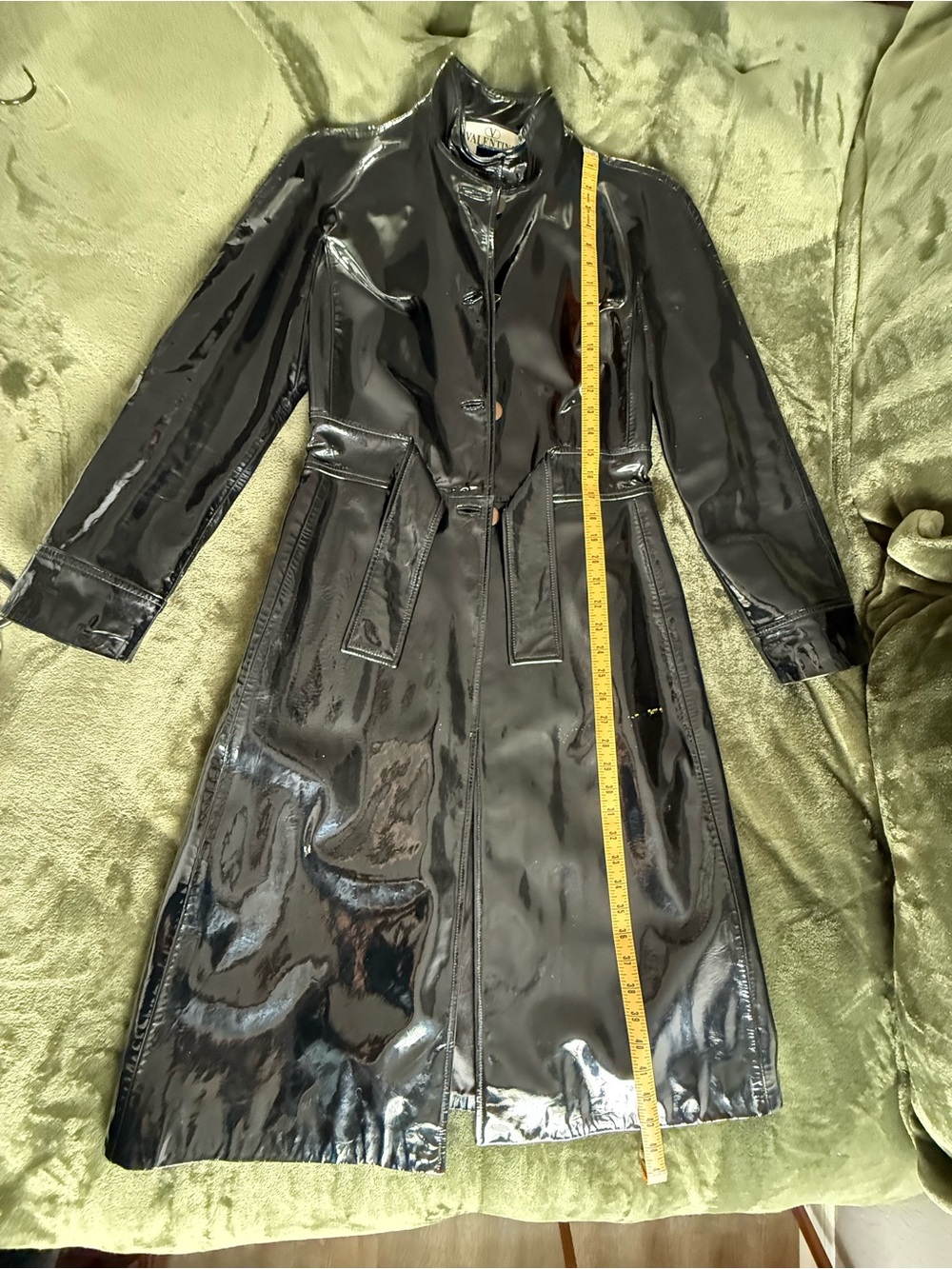 Vintage Valentino Coat- Black Patent Leather Trench- Glossy/Luxe Statement Piece - Picture 7 of 10
